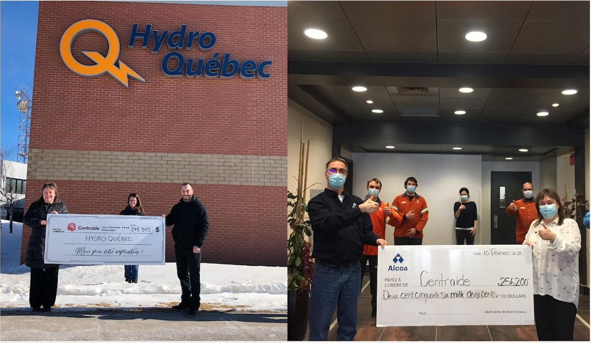 Merci à nos deux grands donateurs Alcoa et        Hydro-Québec, pour la campagne 2020-2021